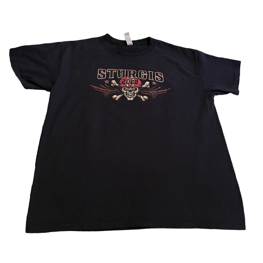 Sturgis Shirt Men Large Black Motorcycle Rally Skeleton Skull Pirate Graphic Tee